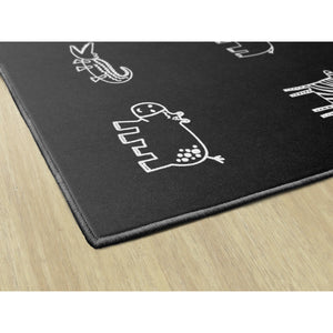Schoolgirl Style Black & White Safari Animals Criss Cross Applesauce Rug, 7'6" x 12' Rectangle