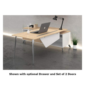 One Suite L-Shaped Executive Desk with Open Return/Credenza, FREE SHIPPING