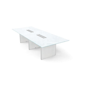 Potenza Executive Deluxe 10' Glass Top Conference Table, FREE SHIPPING