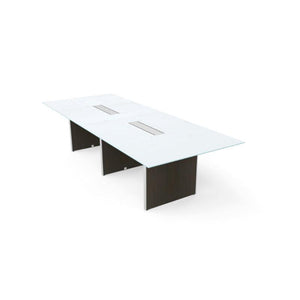 Potenza Executive Deluxe 10' Glass Top Conference Table, FREE SHIPPING