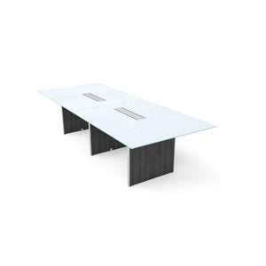 Potenza Executive Deluxe 10' Glass Top Conference Table, FREE SHIPPING