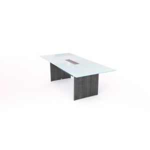 Potenza Executive Deluxe 8' Glass Top Conference Table, FREE SHIPPING