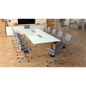 Potenza Executive Deluxe 12' Glass Top Conference Table, FREE SHIPPING