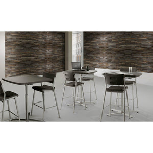 Cafe Time Adjustable-Height Table, Charcoal Slate Top & Silver Frame