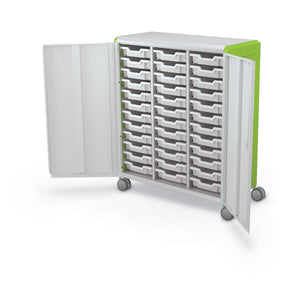 Compass Maxi H3 Mobile Makerspace Tray Cabinet with Doors, (36) 3" Trays