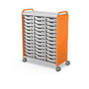 Compass Maxi H3 Mobile Makerspace Open Tray Cabinet with Handles, (36) 3" Trays
