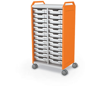 Compass Midi H3 Mobile Makerspace Open Tray Cabinet with Handles, (24) 3" Trays