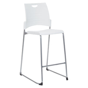 Tall Stacking and Ganging Chair with Plastic Seat and Back and Silver EPD Finish Frame, 2-Pack