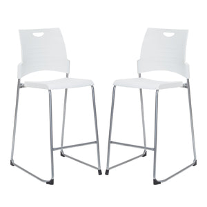 Tall Stacking and Ganging Chair with Plastic Seat and Back and Silver EPD Finish Frame, 2-Pack