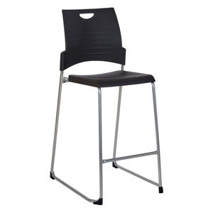 Tall Stacking and Ganging Chair with Plastic Seat and Back and Silver EPD Finish Frame, 2-Pack