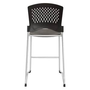 Tall Stacking Chair with Black Plastic Seat and Back and Silver EPD Finish Frame, 2-Pack