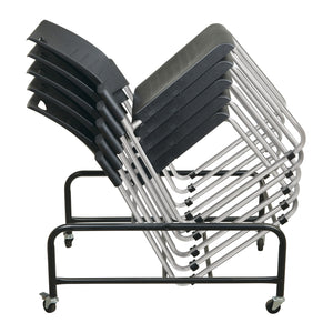 Sled Base Stacking and Ganging Chair with Plastic Seat and Back and Silver EPD Finish Frame, 28-Pack with Dolly