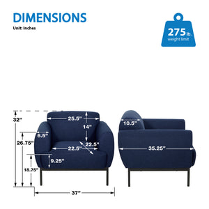 Delta Armchair with Black Metal Legs