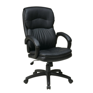 High-Back Leather Executive Chair with Padded Arms