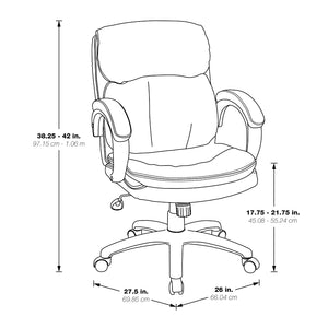 Mid-Back Leather Executive Chair with Padded Arms