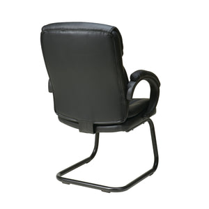 Leather Executive Visitors Chair with Padded Arms and Sled Base