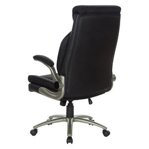 Big & Tall Executive Leather Chair with Padded Flip Arms and Titanium Base