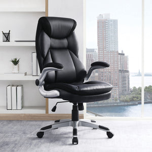 Executive Bonded Leather Manager’s Chair with Flip Up Arms and Nylon Base