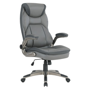 Executive Bonded Leather Manager’s Chair with Flip Up Arms and Nylon Base