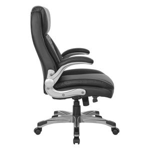 Leather Executive Chair with Padded Flip Arms and Nylon Coated Base
