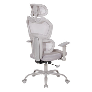 High-Back Manager's Chair with Headrest, Grey Mesh Back with Grey Fabric Seat