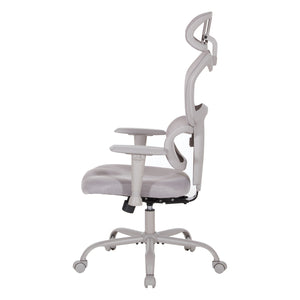 High-Back Manager's Chair with Headrest, Grey Mesh Back with Grey Fabric Seat