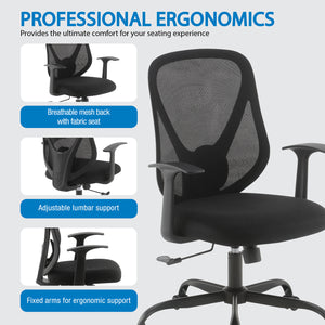 Manager's Chair with Black Mesh Back and Black Fabric Seat
