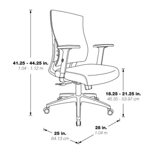 Black Breathable Mesh Back Manager's Chair with Bonded Leather Seat and Padded Adjustable Arms, 2-to-1 Synchro-Tilt Control, Chrome Base