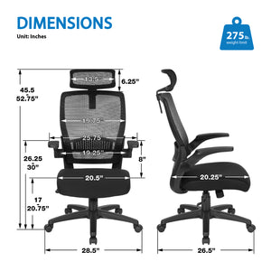 Breathable Mesh Back Manager's Chair with Molded Foam Black Fabric Seat and Adjustable headrest