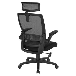 Breathable Mesh Back Manager's Chair with Molded Foam Black Fabric Seat and Adjustable headrest