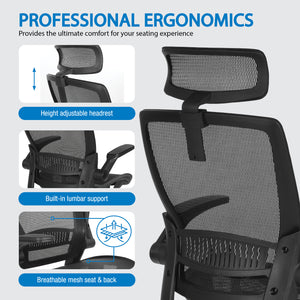 Breathable Mesh Seat and Back Manager's Chair with Adjustable Headrest