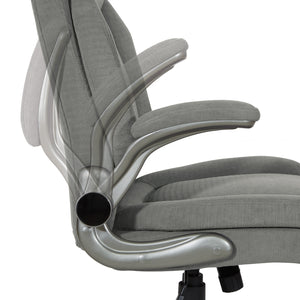 Big & Tall Executive Charcoal Fabric Chair with Padded Flip Arms and Titanium Base, Charcoal Fabric
