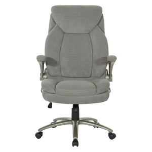 Big & Tall Executive Charcoal Fabric Chair with Padded Flip Arms and Titanium Base, Charcoal Fabric