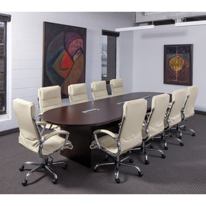 Executive Faux Leather Chair with Padded Arms and Chrome Finish Base