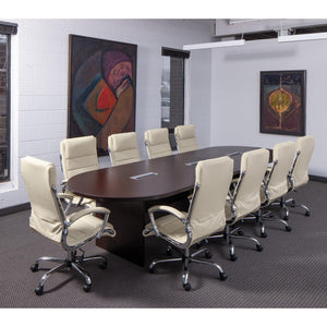 Executive Faux Leather Chair with Padded Arms and Chrome Finish Base