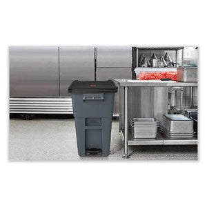Rubbermaid Brute Step-On Rollout Waste Container, 50 Gallon, Metal/Plastic, Gray