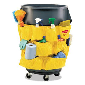 Rubbermaid Brute Caddy Bag for 32 and 44 gallon Brute Waste Containers, 12 Compartments, Yellow