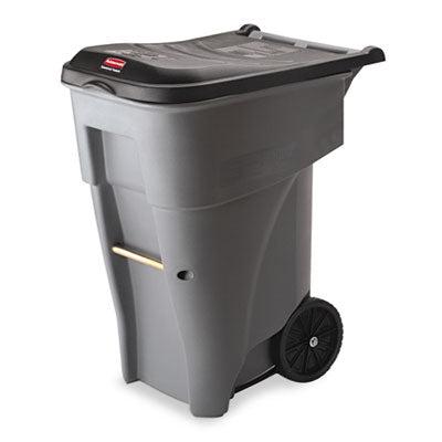 Rubbermaid Brute Roll-Out Heavy Duty Waste Container, 65 Gallon, Gray