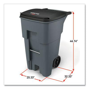 Rubbermaid Brute Roll-Out Heavy Duty Waste Container, 65 Gallon, Gray