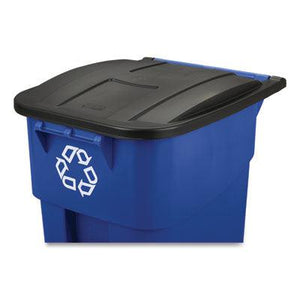 Rubbermaid Brute Square Recycling Roll-Out Container, 50 Gallon, Blue