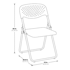 Folding Chair with Plastic Seat and Back, 4-Pack