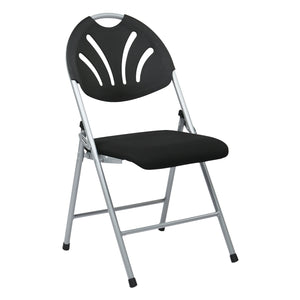 Folding Chair with Plastic Fan Back and Matching Fabric Seat, 4-Pack