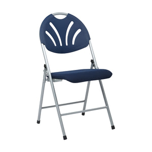 Folding Chair with Plastic Fan Back and Matching Fabric Seat, 4-Pack