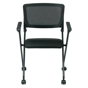 FlexBack Nesting Chair with Breathable Mesh Back and Black Fabric Seat in Black EPD Finish Frame, 2-Pack