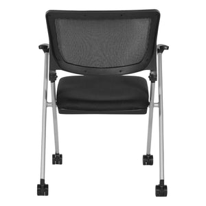 FlexBack Nesting Chair with Breathable Mesh Back and Black Fabric Seat in Silver EPD Finish Frame, 2-Pack