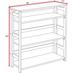 Flip Flop 3-Shelf Folding Bookcase, 30" W x 12" D x 34" H