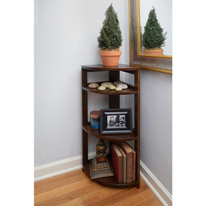 Flip Flop 3-Shelf Corner Folding Bookcase, 12" W x 12" D x 34" H