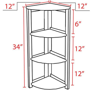 Flip Flop 3-Shelf Corner Folding Bookcase, 12" W x 12" D x 34" H