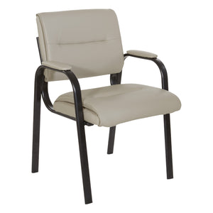 Padded Seat and Back Faux Leather Visitor’s Chair with Black Finish Frame