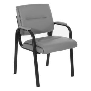 Padded Seat and Back Faux Leather Visitor’s Chair with Black Finish Frame